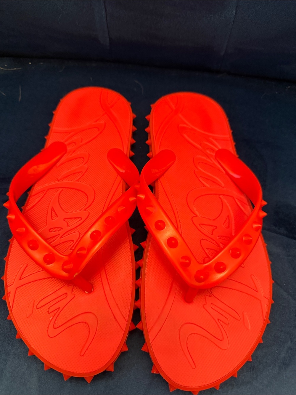 Christian Louboutin Bright Red Studded Sandals worn a couple but too big on me